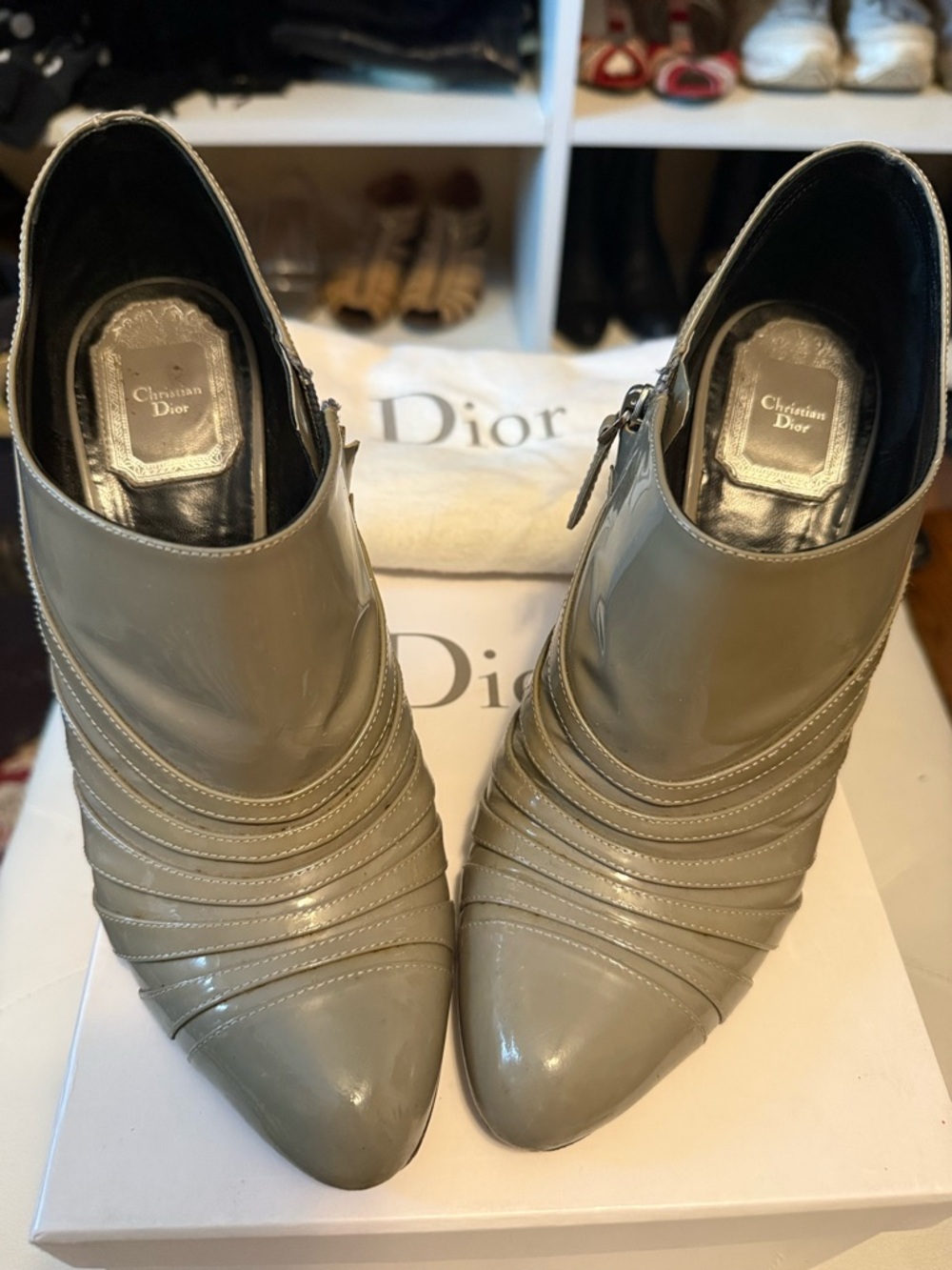 Christian Dior Patent Leather Pointed Booties